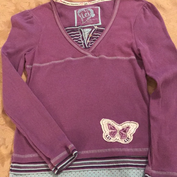 Girls L.E.I. Purple Long Sleeve Tee - Picture 3 of 11
